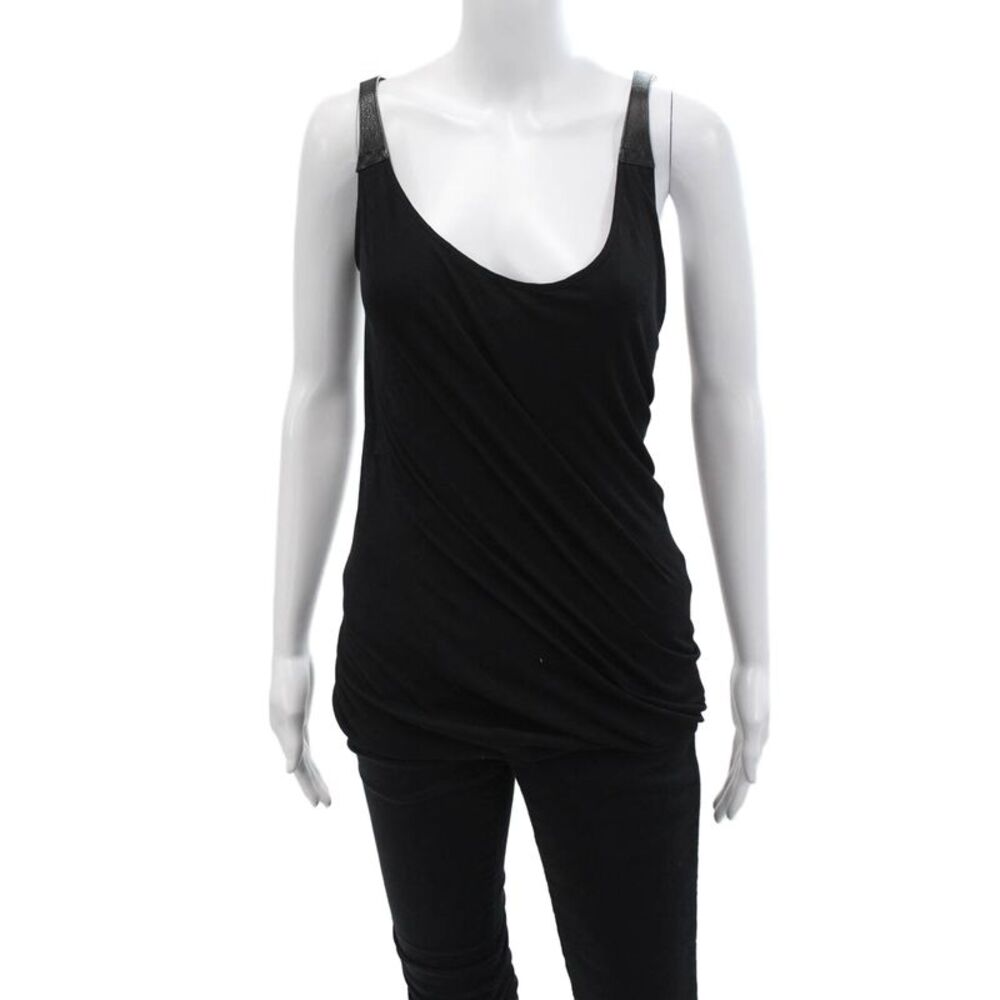 KaufmanFranco Womens Sleeveless Pullover Bubble Tank Top Black Cotton Size 10